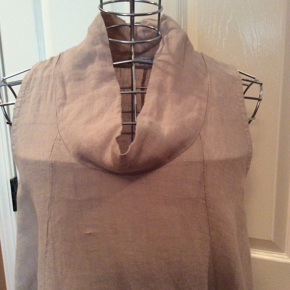 Grey Violet tan linen bubble dress